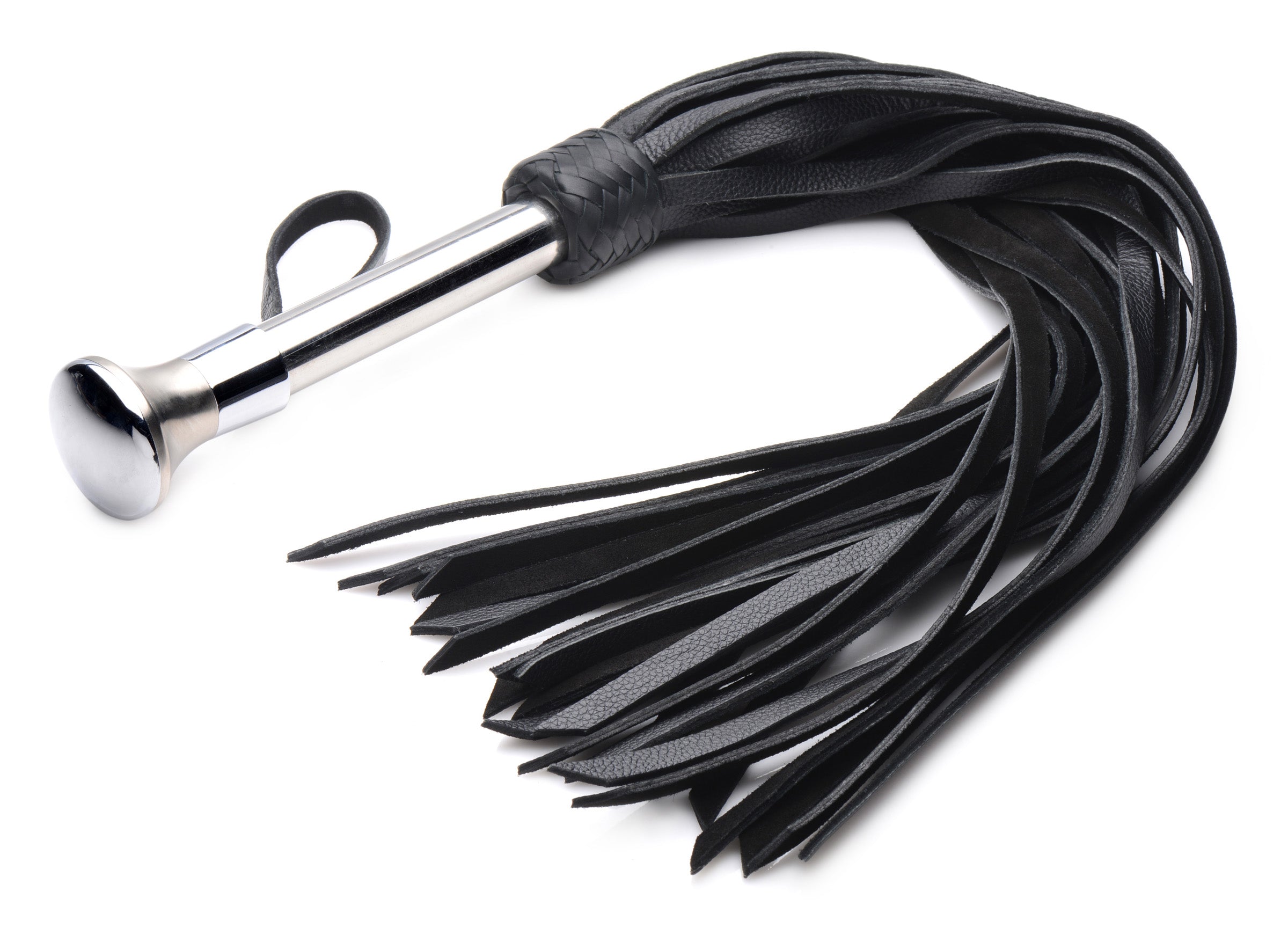 Leather Flogger with Stainless Steel Handle