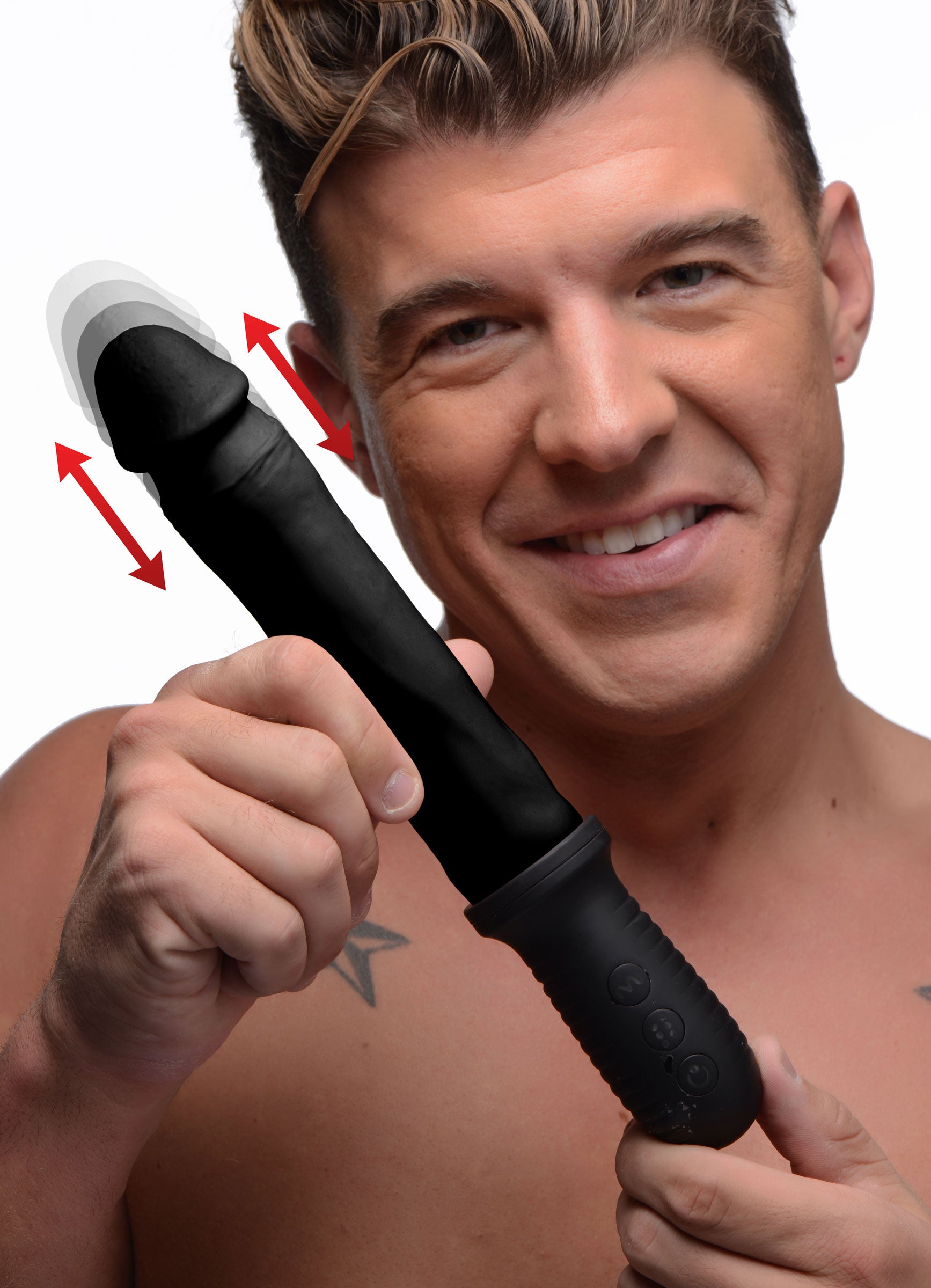 8X Auto Pounder Vibrating and Thrusting Dildo with Handle