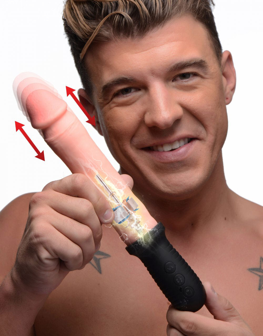 8X Auto Pounder Vibrating and Thrusting Dildo with Handle