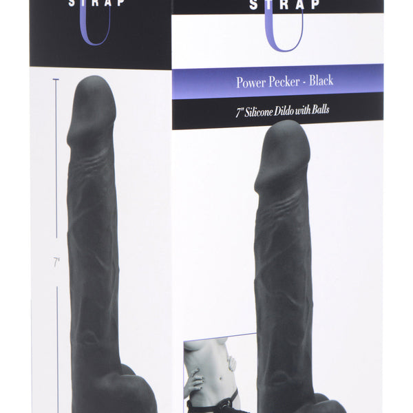 Power Pecker 7 Inch Silicone Dildo with Balls -