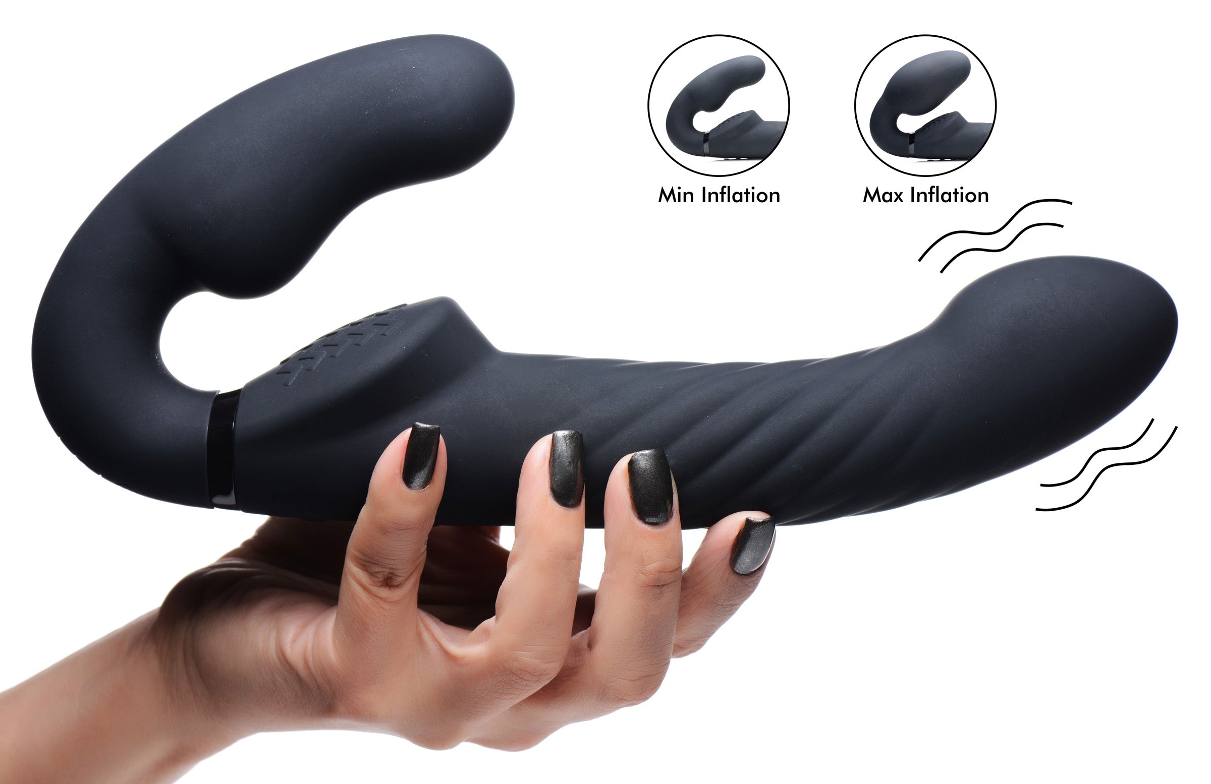 Ergo-Fit Twist Inflatable Vibrating Silicone Strapless Strap-on