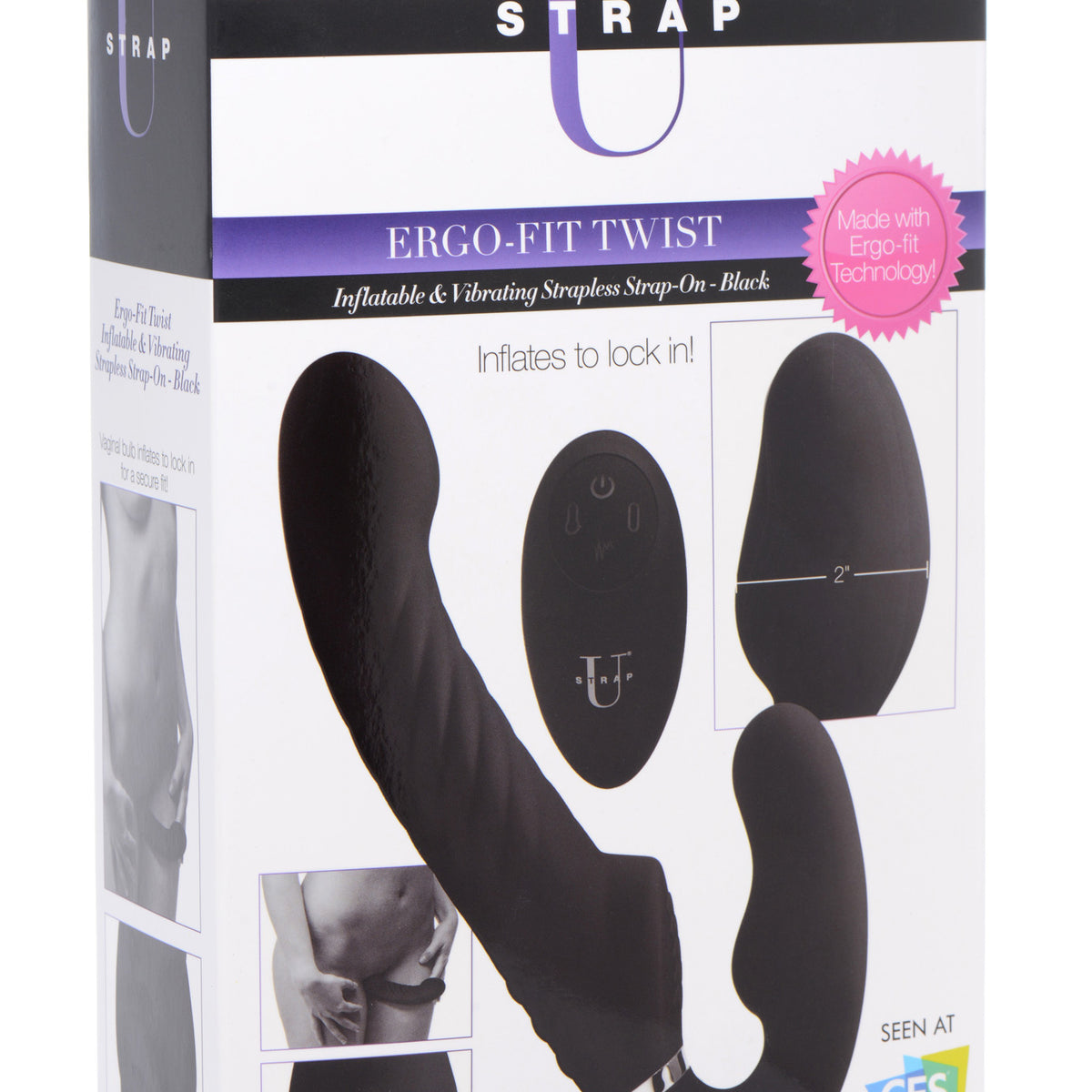 Ergo-Fit Twist Inflatable Vibrating Silicone Strapless Strap-on -