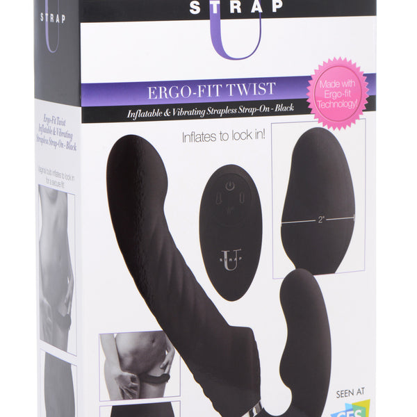 Ergo-Fit Twist Inflatable Vibrating Silicone Strapless Strap-on -