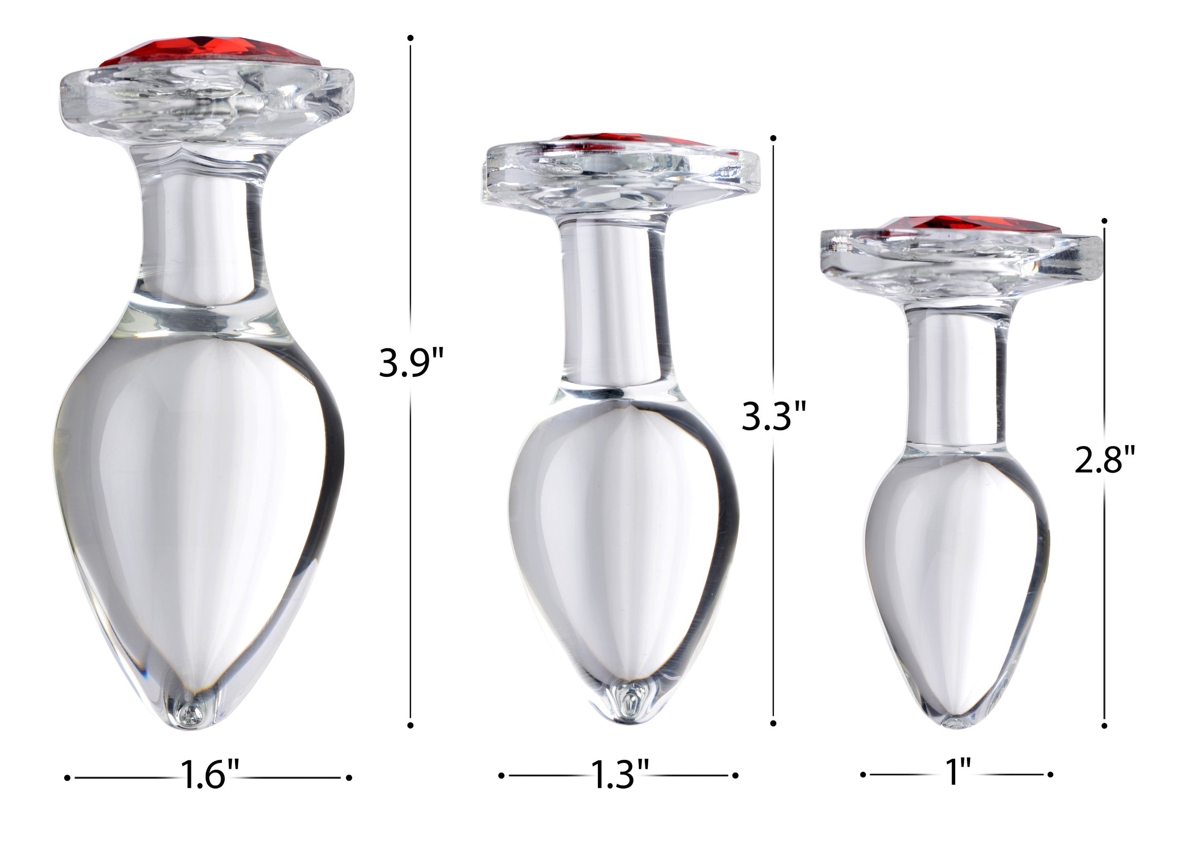 Heart Gem Glass Anal Plug Set