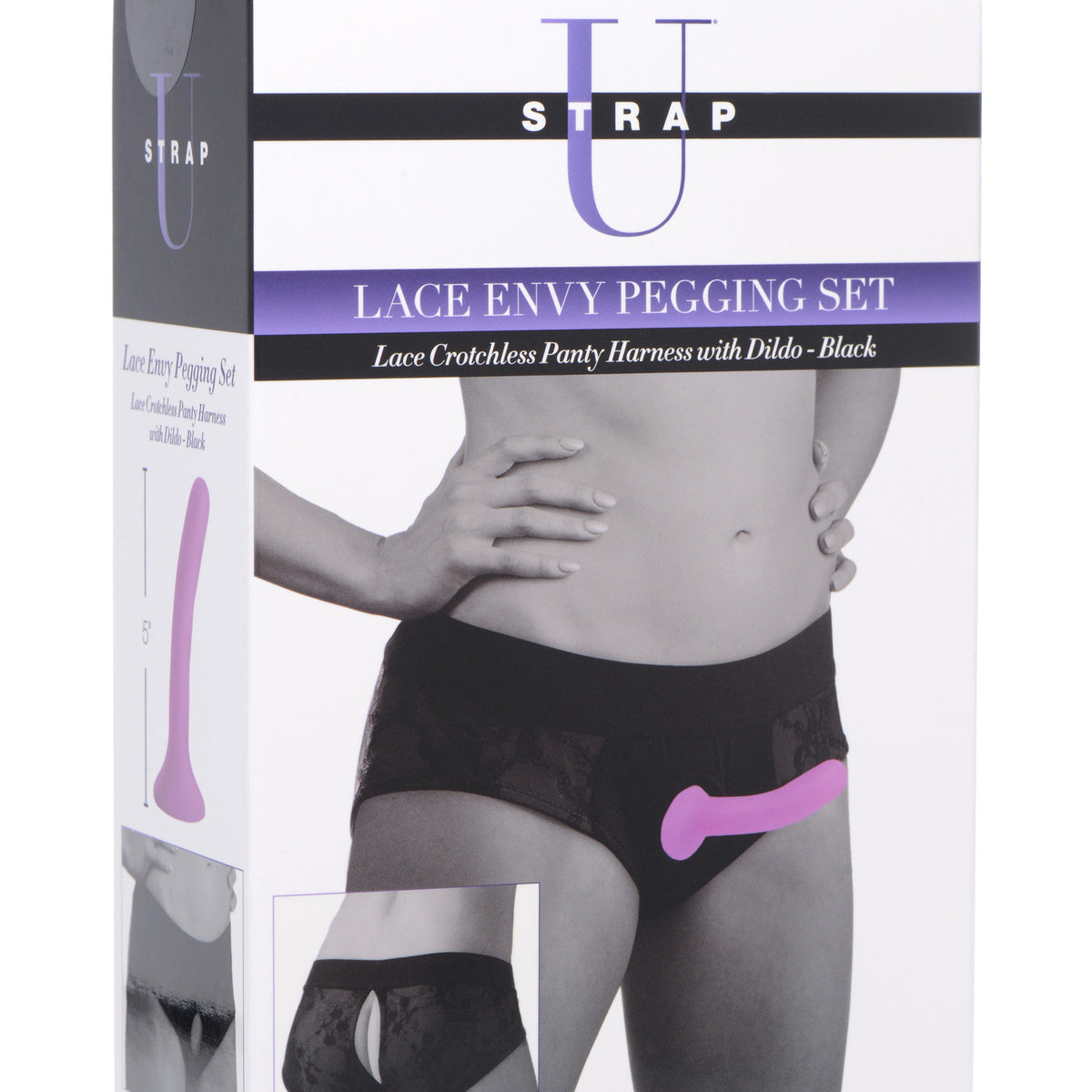 Lace Envy  Pegging Set with Lace Crotchless Panty Harness and Dildo - L-XL