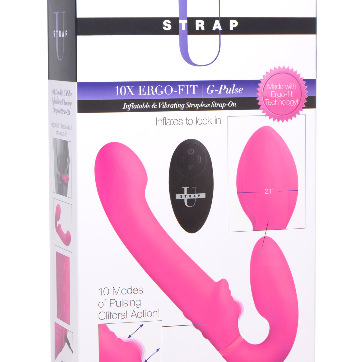 10X Remote Control Ergo-Fit G-Pulse Inflatable and Vibrating Strapless Strap-on -