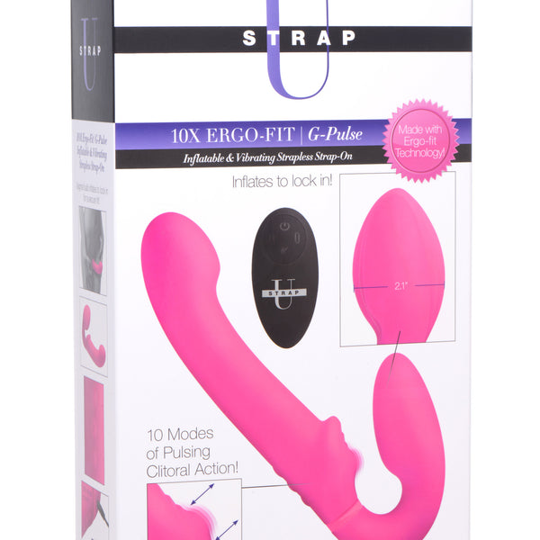 10X Remote Control Ergo-Fit G-Pulse Inflatable and Vibrating Strapless Strap-on -