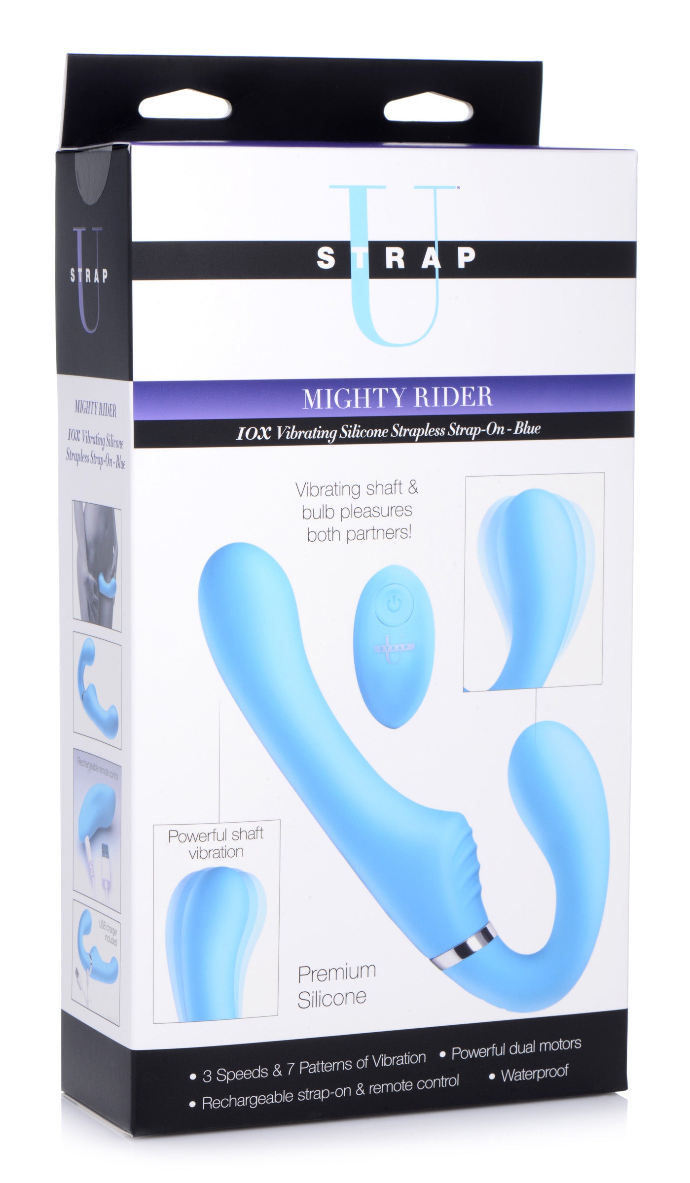 10X Vibrating Silicone Strapless Strap-on