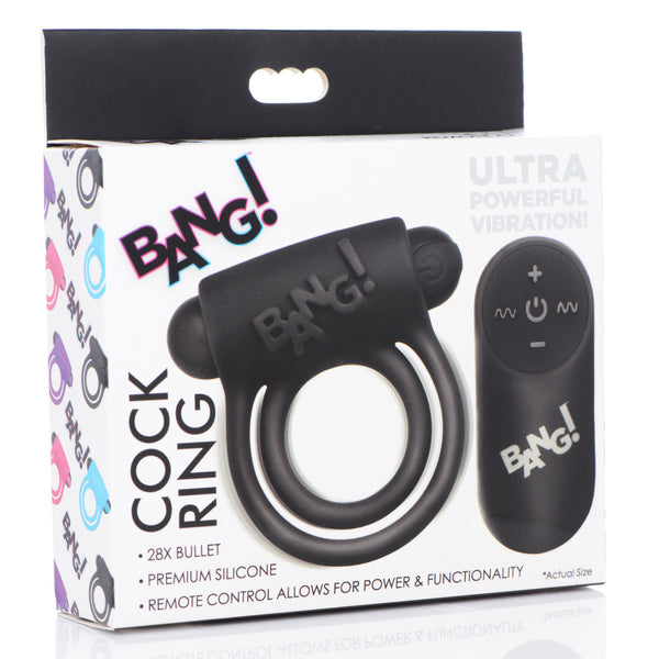 Remote Control 28X Vibrating Cock Ring and Bullet -