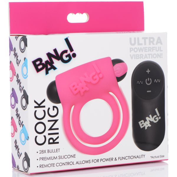 Remote Control 28X Vibrating Cock Ring and Bullet -