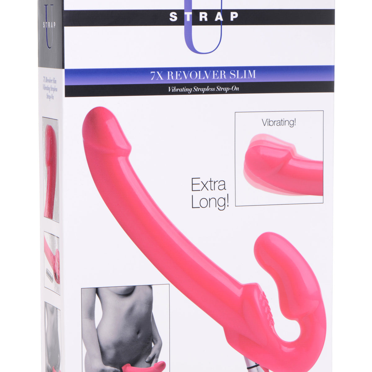 7X Revolver Slim 8 inch Vibrating Strapless Strap-on