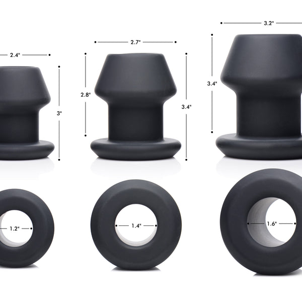 Gape-Grommets 3 Piece Hollow Silicone Anal Dilator Set