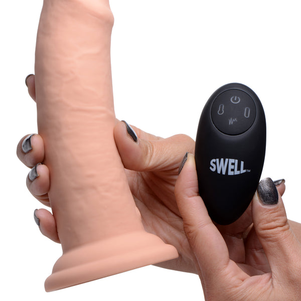 7X Inflatable and Vibrating Remote Control Silicone Dildo - 7 Inch