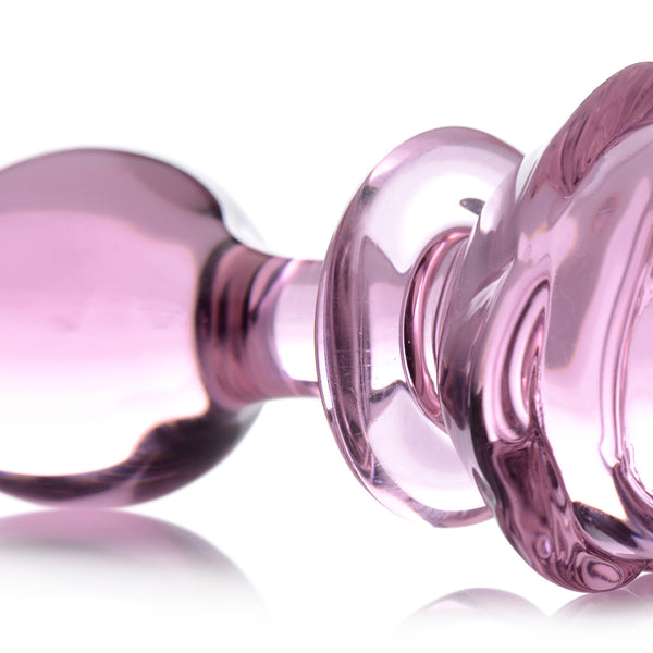 Rose Glass Anal Plug - Large