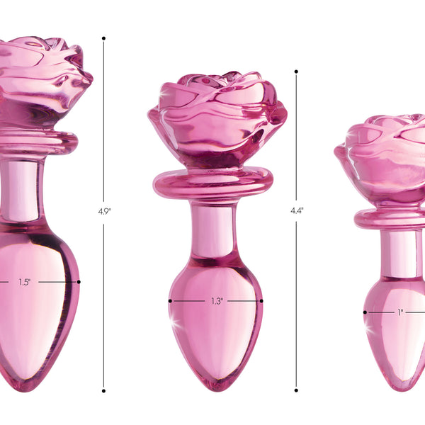 Rose Glass Anal Plug - Large
