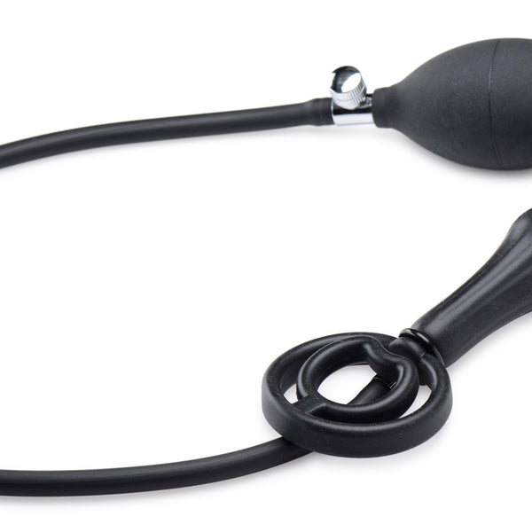 Devils Rattle Inflatable Silicone Anal Plug with Cock and Ball Ring