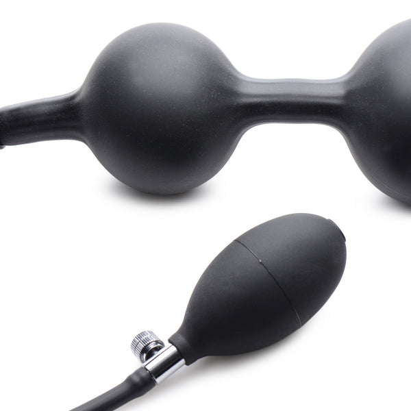 Devils Rattle Inflatable Silicone Anal Plug with Cock and Ball Ring
