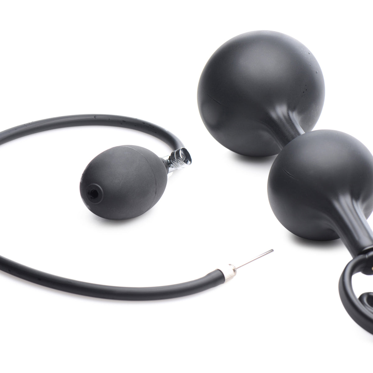 Devils Rattle Inflatable Silicone Anal Plug with Cock and Ball Ring