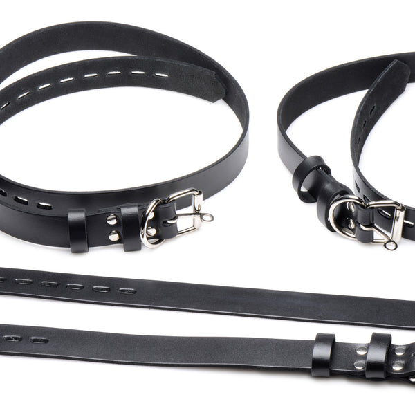 4 Pack Leather Locking Bondage Straps