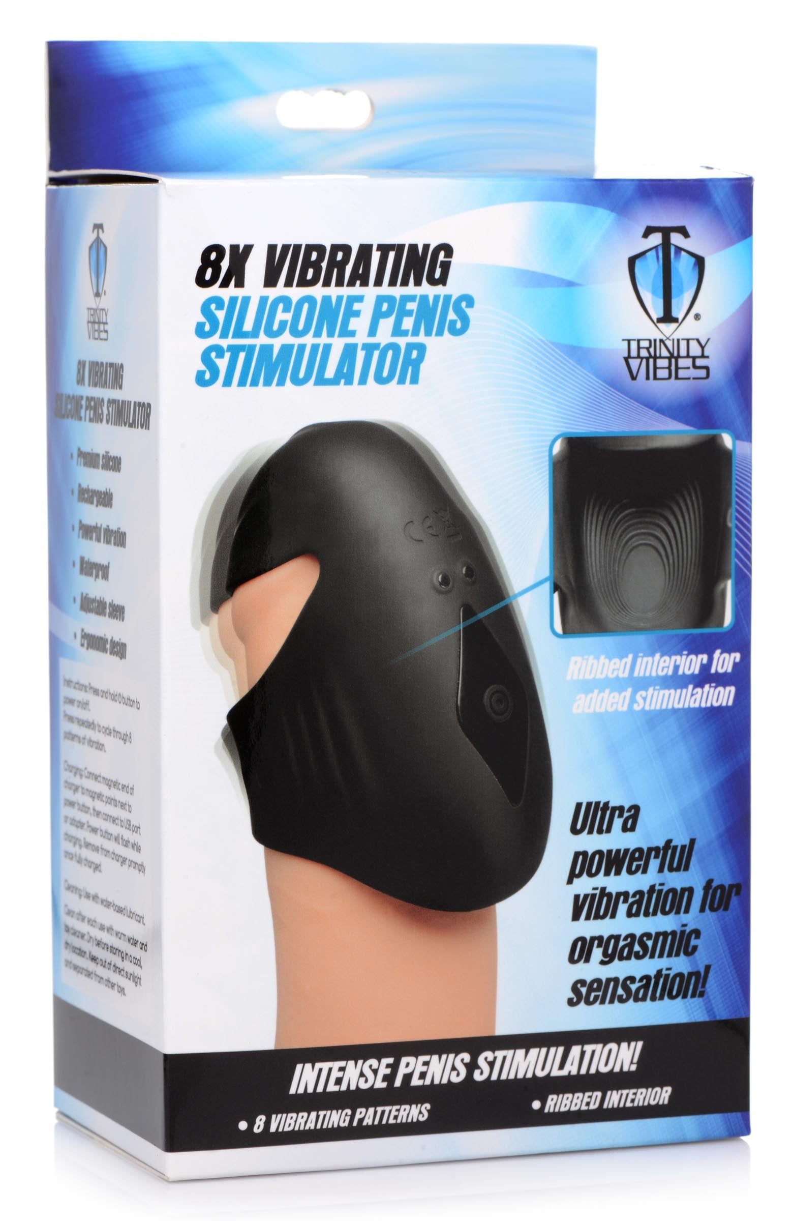 8X Vibrating Silicone Penis Head Stimulator