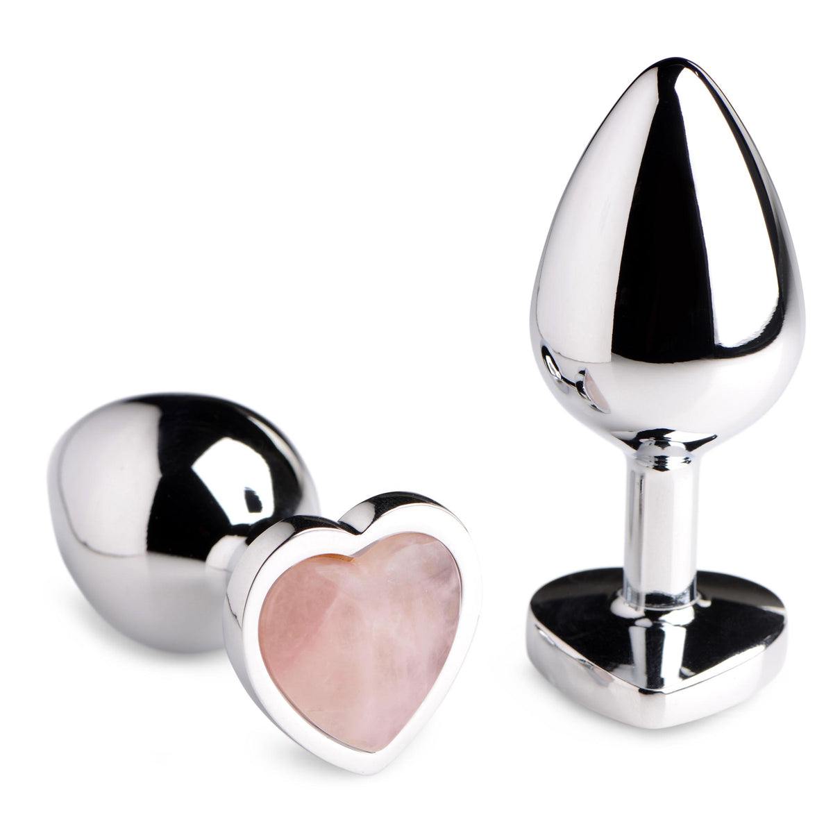 Authentic Rose Quartz Gemstone Heart Anal Plug - Small