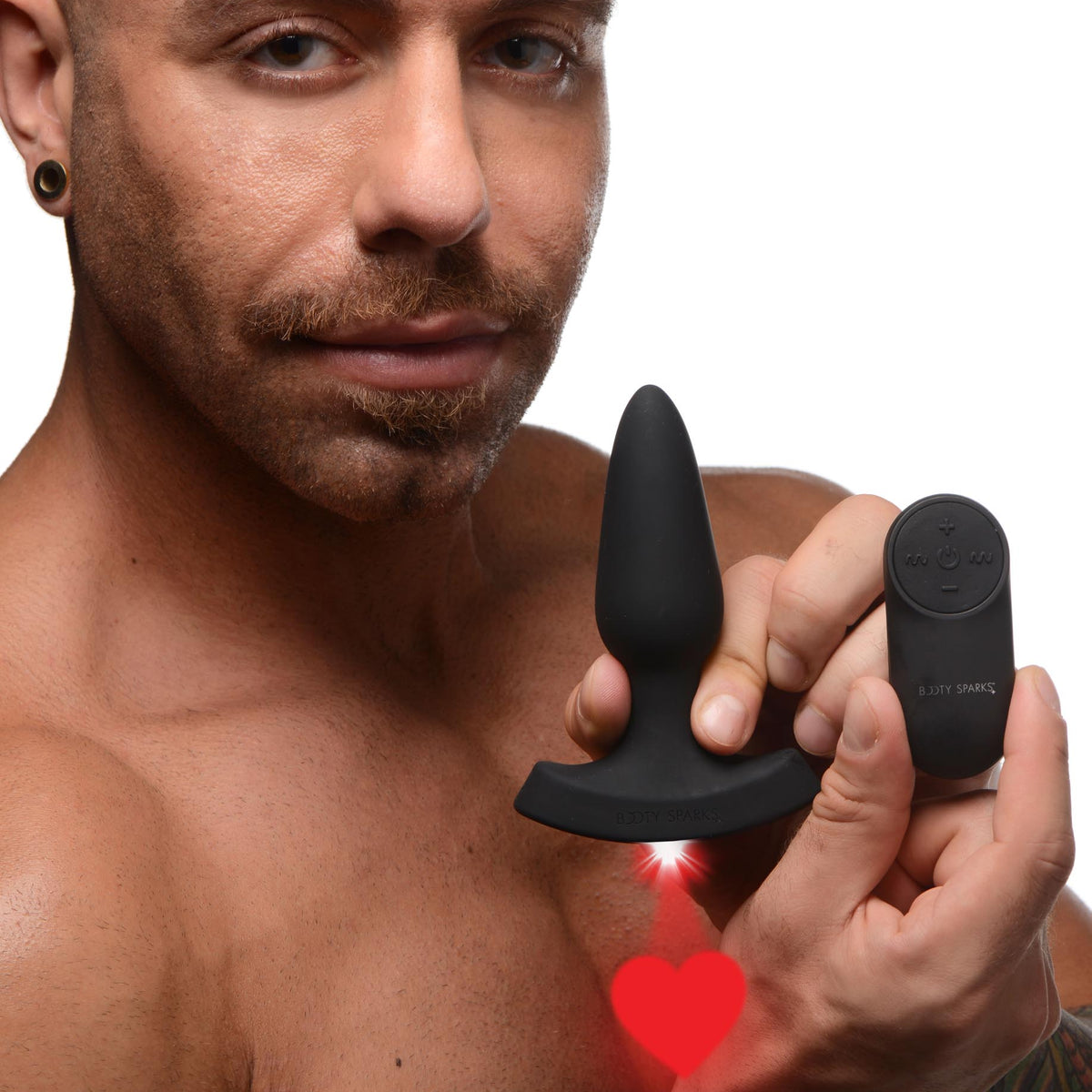 28X Laser Heart Silicone Anal Plug with Remote – Small