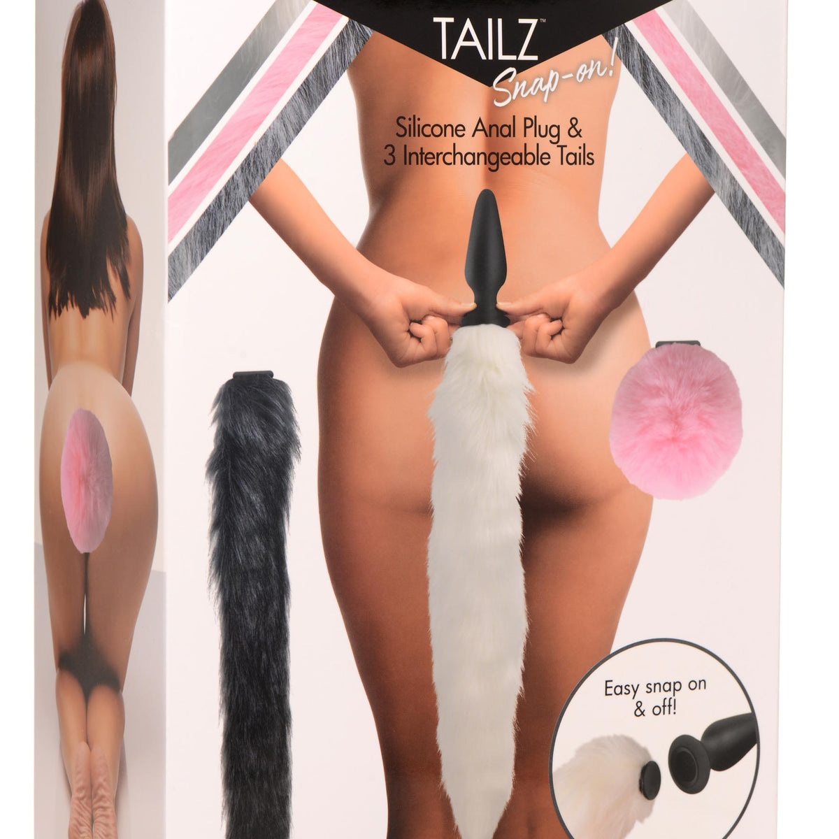 Silicone Anal Plug with 3 Interchangeable Tails