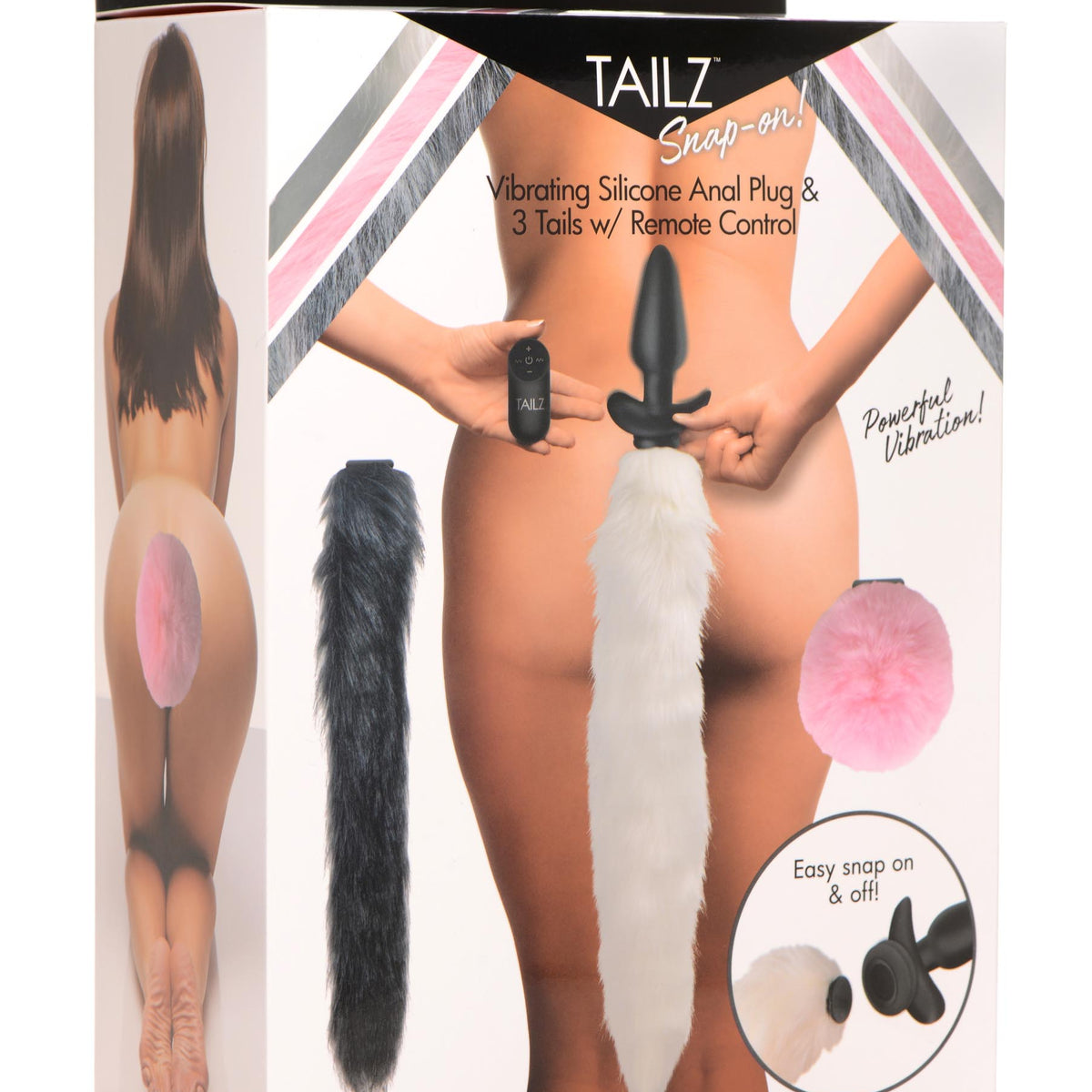 Vibrating Silicone Anal Plug with 3 Interchangeable Tails