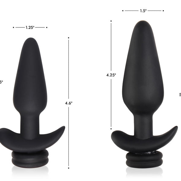 Interchangeable 10X Vibrating Silicone Anal Plug with Remote - Small