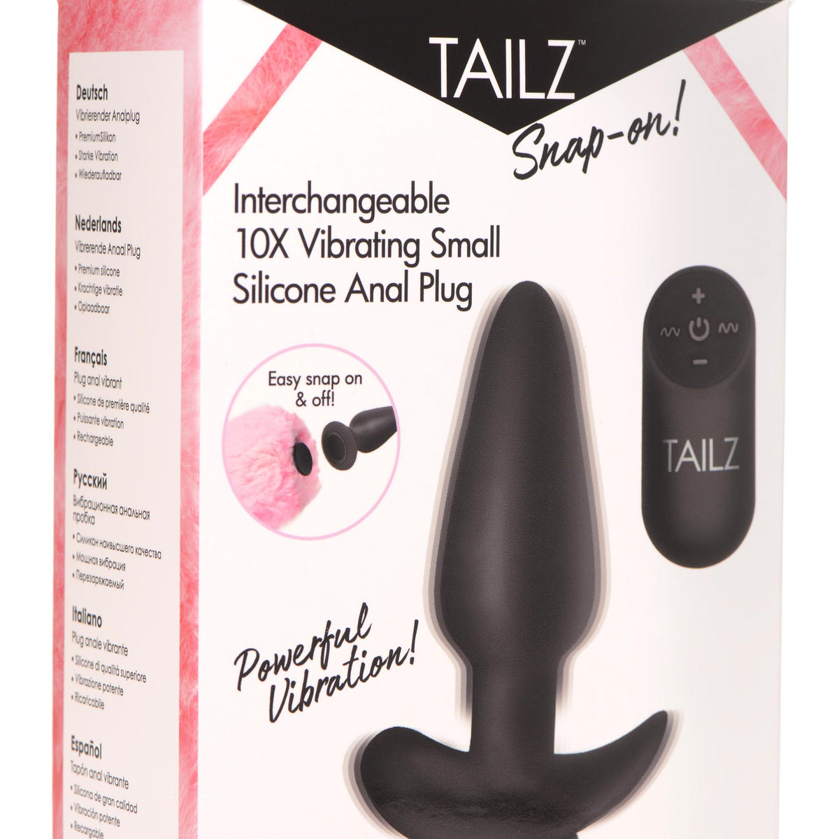 Interchangeable 10X Vibrating Silicone Anal Plug with Remote - Small