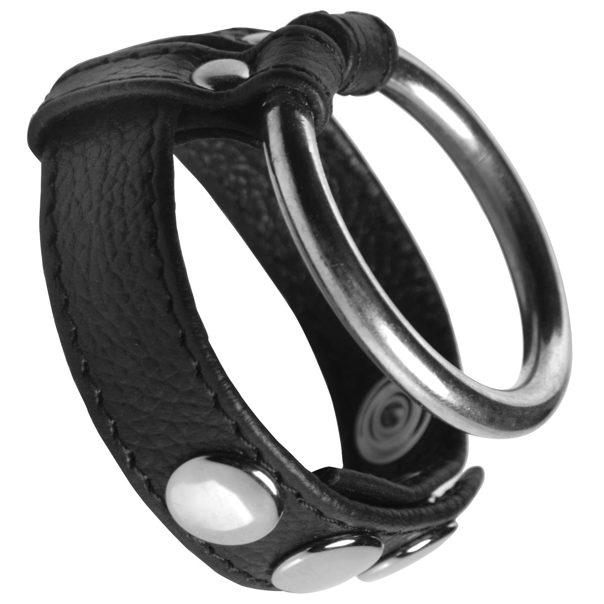 Leather and Steel Cock and Ball Ring