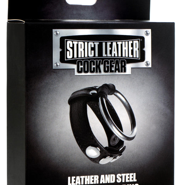 Leather and Steel Cock and Ball Ring