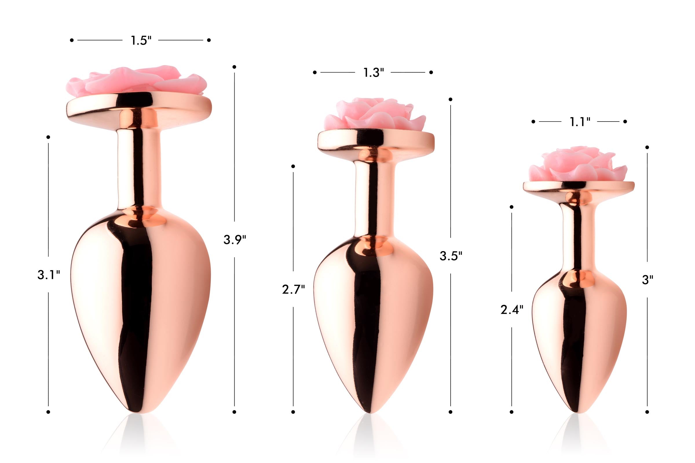 Rose Gold Anal Plug with  Flower - Large