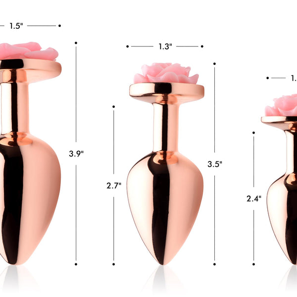 Rose Gold Anal Plug with  Flower - Large