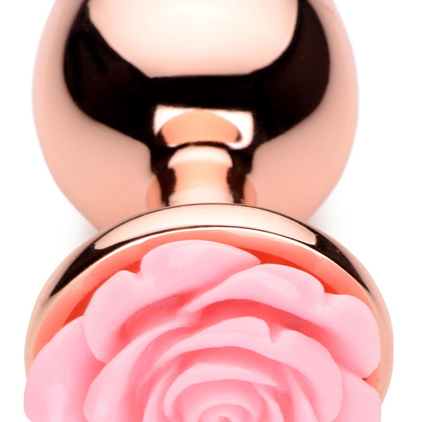 Rose Gold Anal Plug with  Flower - Large