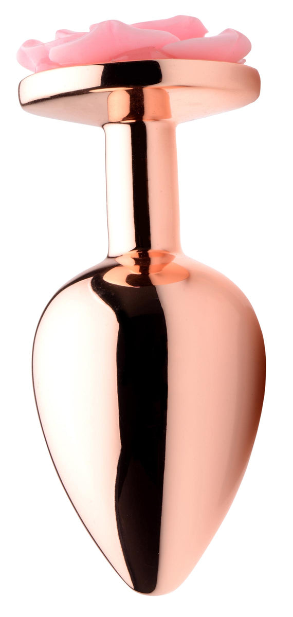 Rose Gold Anal Plug with  Flower - Large