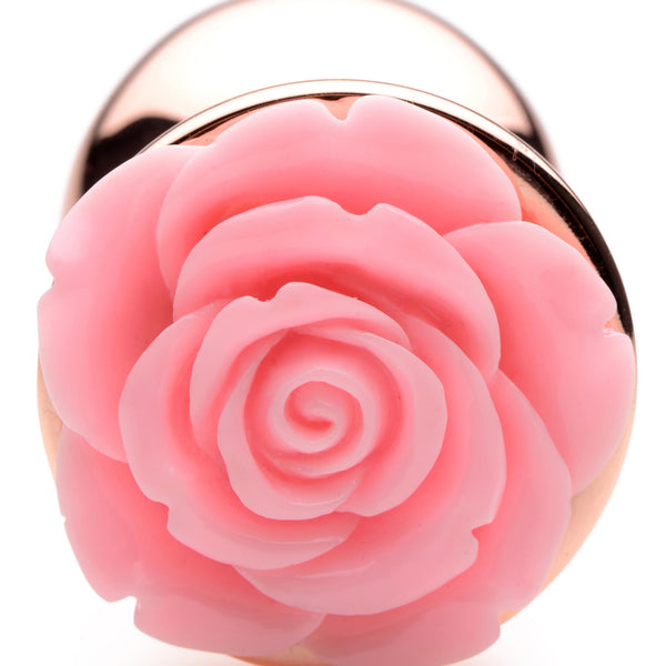 Rose Gold Anal Plug with  Flower - Large