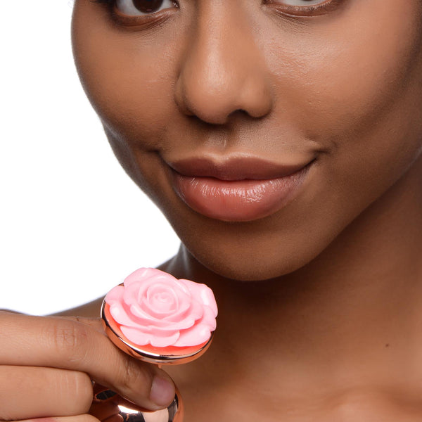 Rose Gold Anal Plug with  Flower - Large