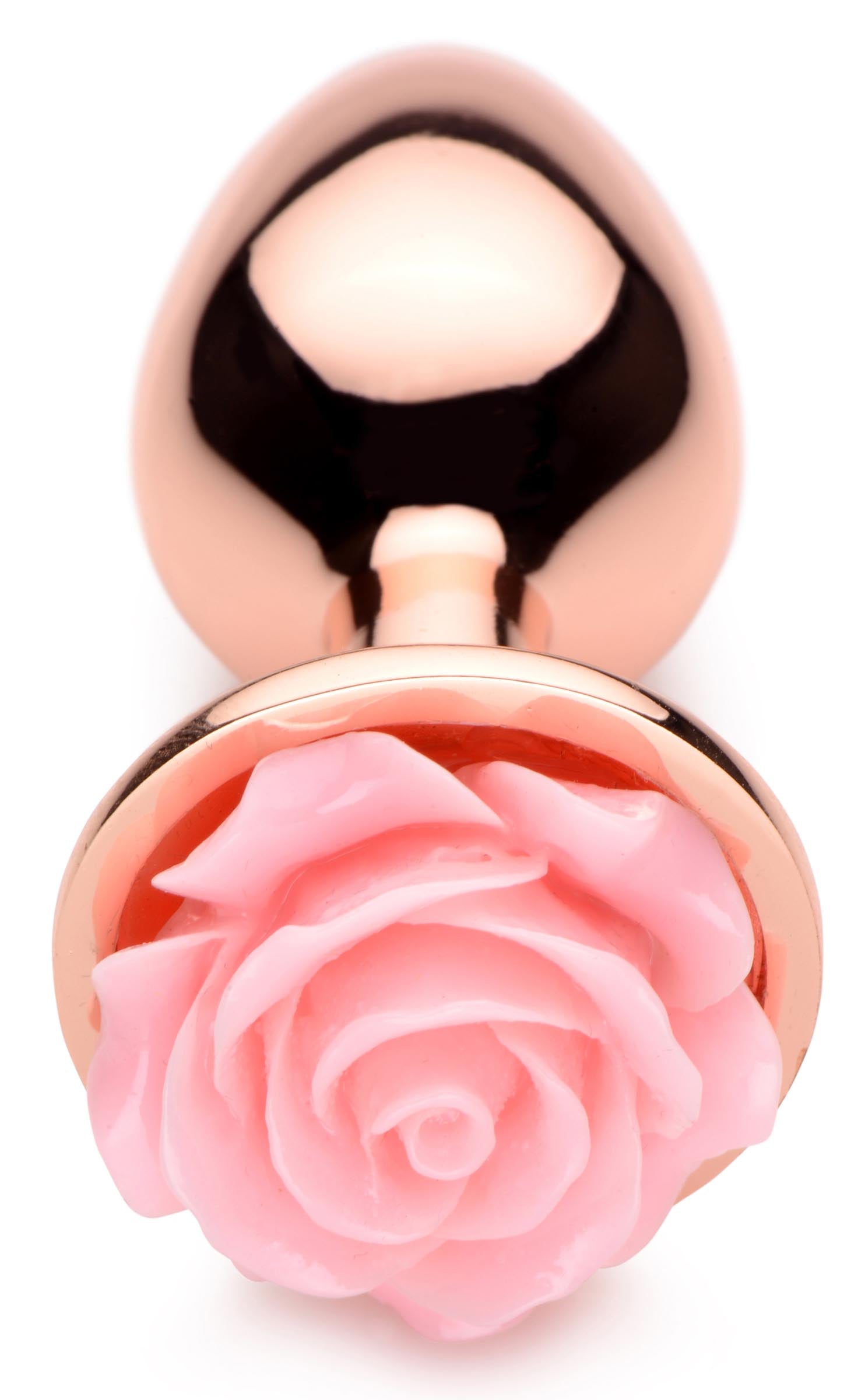 Rose Gold Anal Plug with  Flower - Large