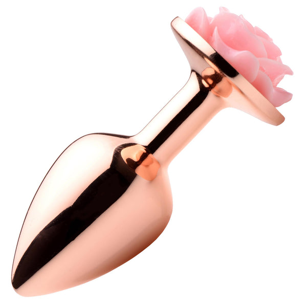 Rose Gold Anal Plug with  Flower - Large