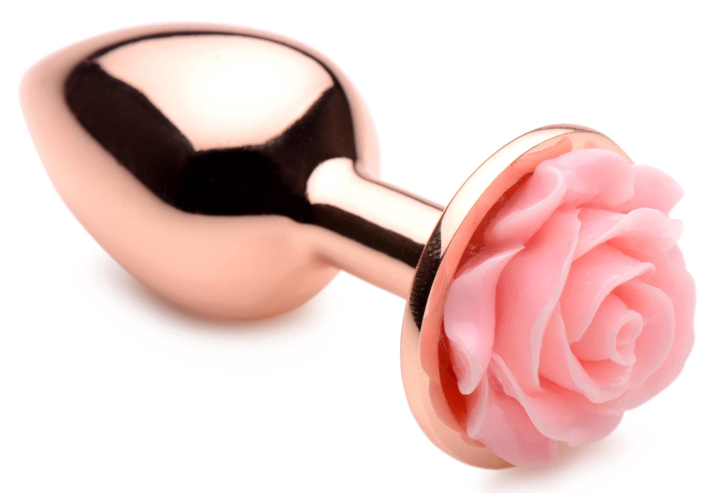 Rose Gold Anal Plug with  Flower - Large