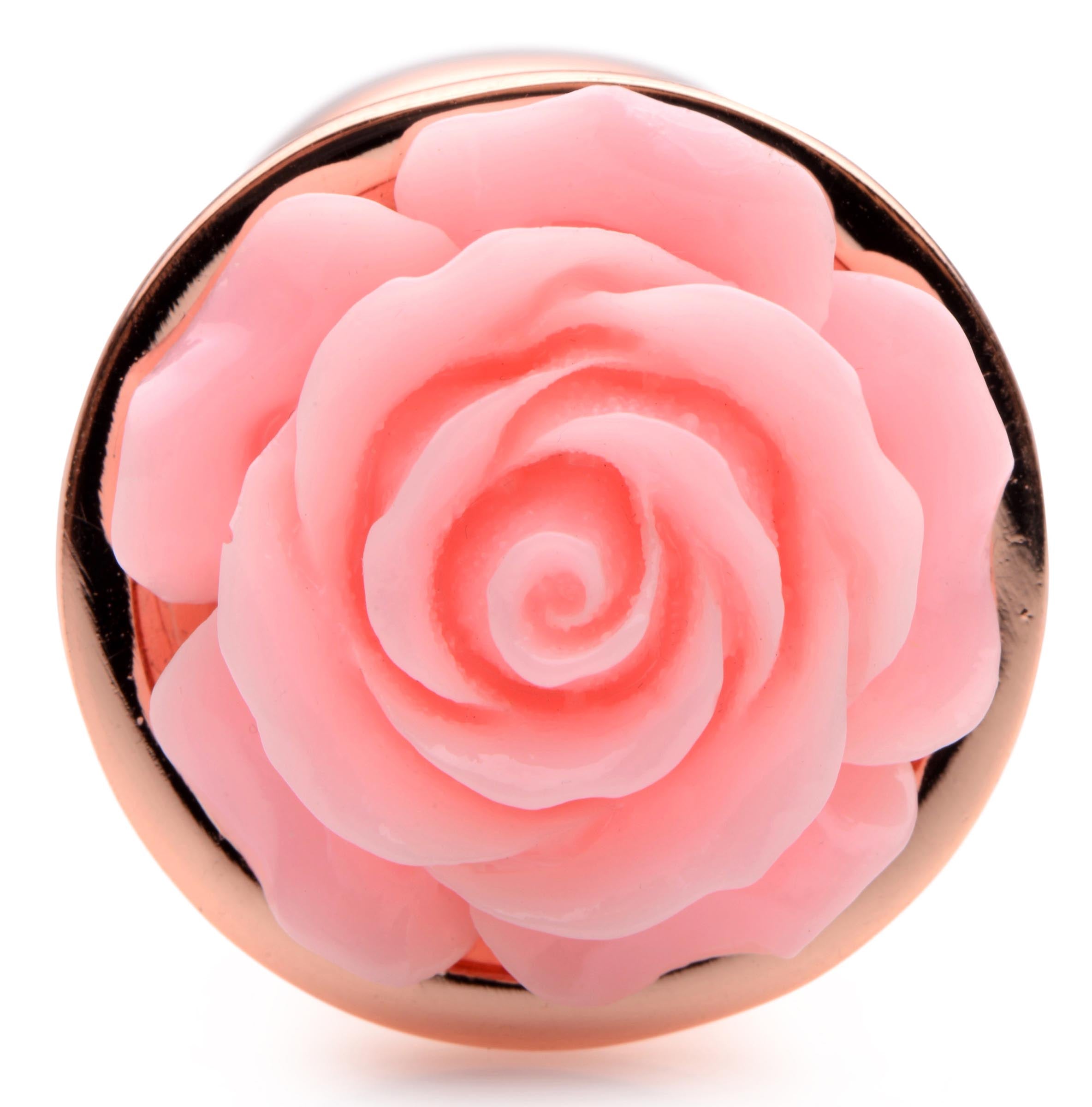 Rose Gold Anal Plug with  Flower - Large