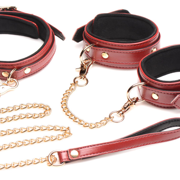 6 Piece Burgundy Bondage Set