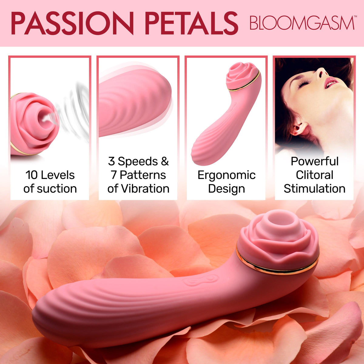 Passion Petals 10X Silicone Suction Rose Vibrator -