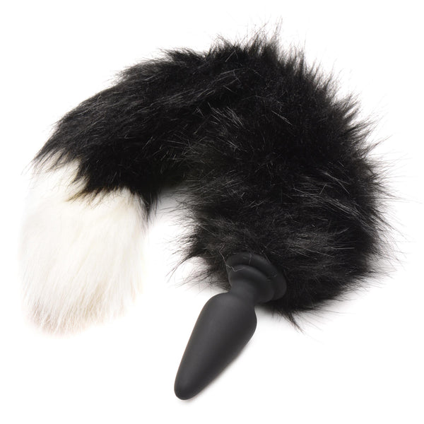 Small Anal Plug with Interchangeable Fox Tail -  and White