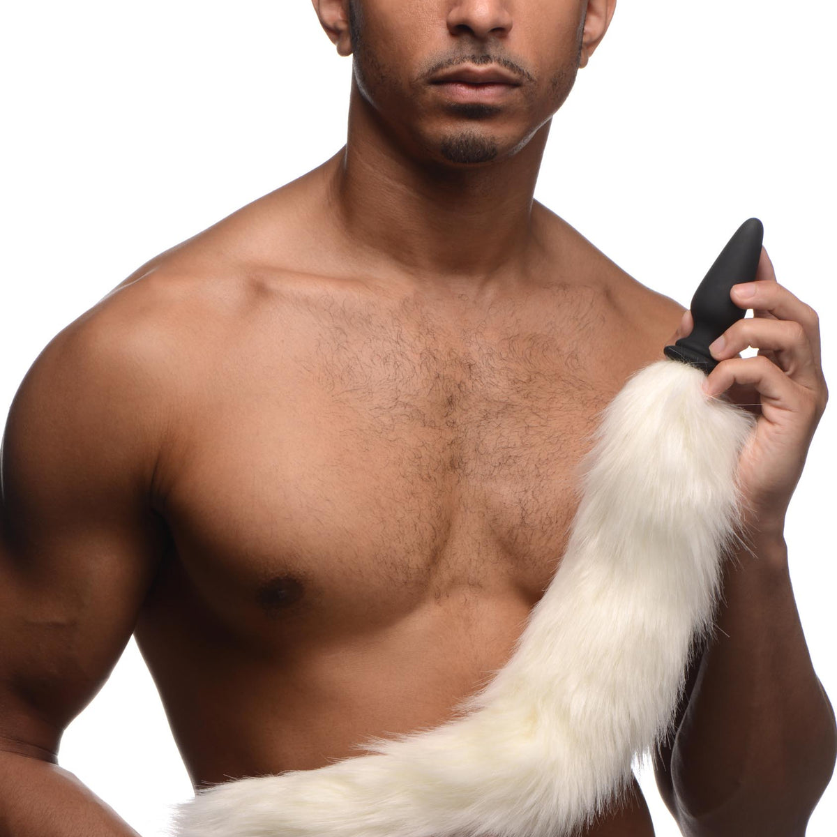 Small Anal Plug with Interchangeable Fox Tail -  and White