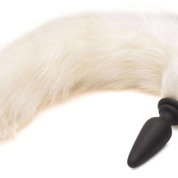 Small Anal Plug with Interchangeable Fox Tail -  and White