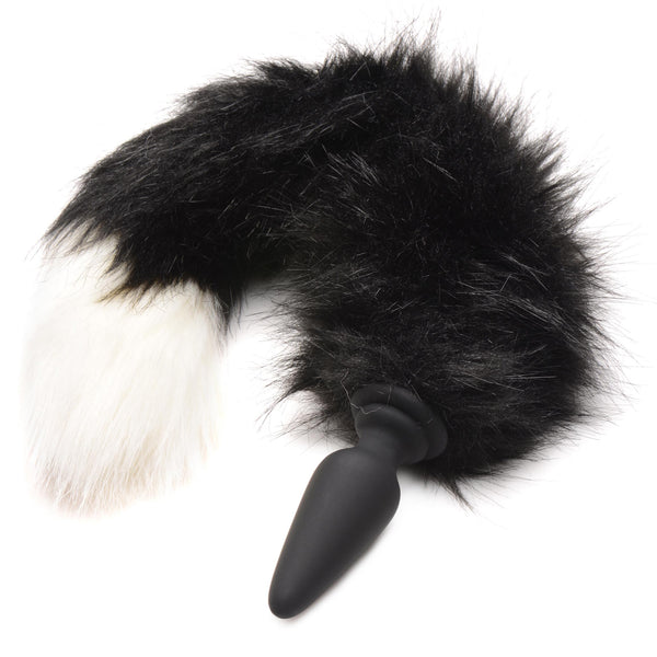 Large Anal Plug with Interchangeable Fox Tail -  and White