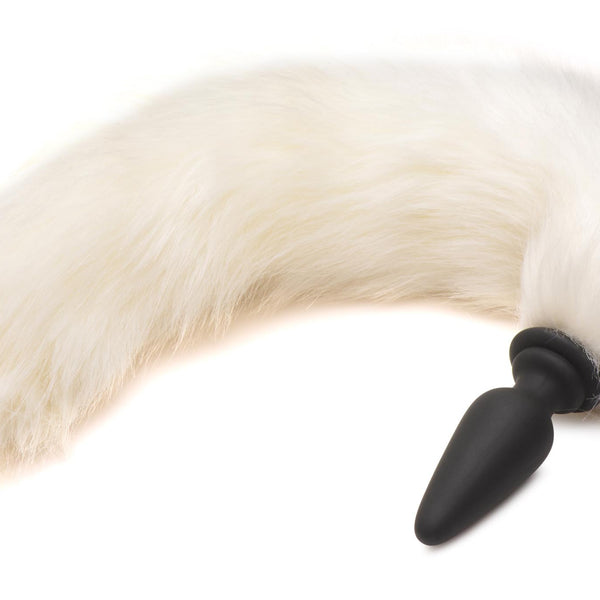 Large Anal Plug with Interchangeable Fox Tail -  and White