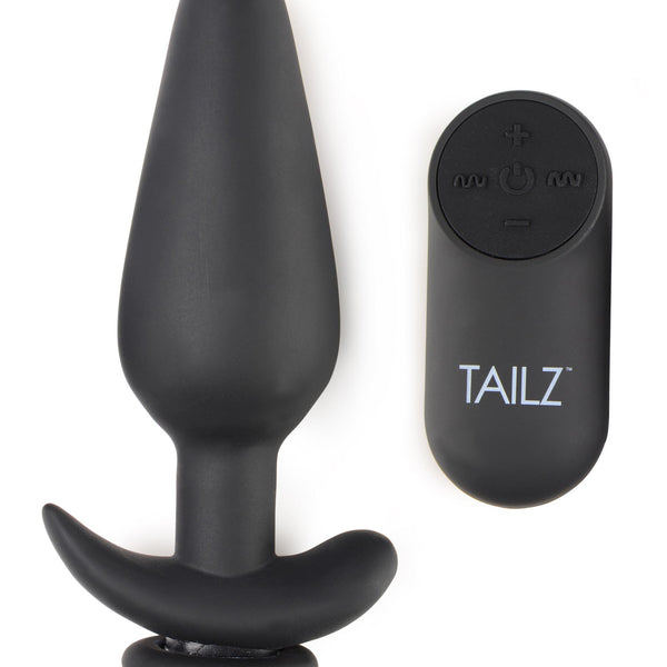 Large Vibrating Anal Plug with Interchangeable Fox Tail - Rainbow